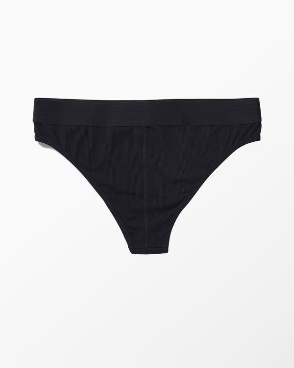 Black Ribbed Boy Brief studio flat-lay — YYCG women's ribbed bamboo-rayon underwear