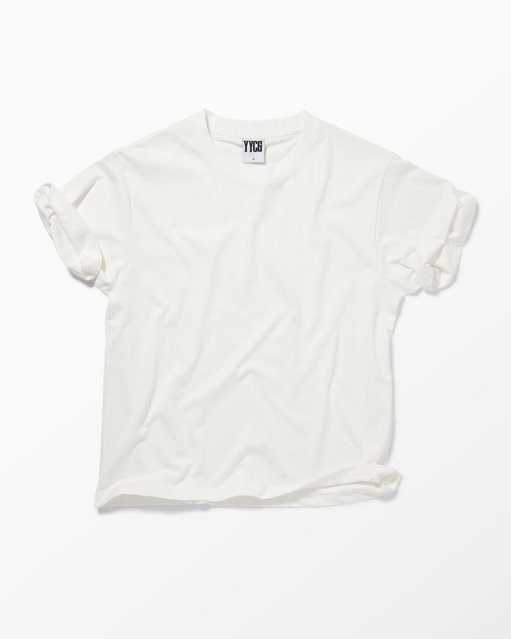 White T-Shirt studio flat-lay — YYCG heavyweight 100% cotton tee

