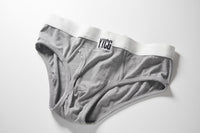 Gray Ribbed Brief studio flat-lay — YYCG men's ribbed bamboo-rayon underwear
