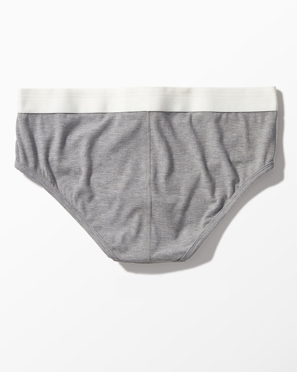 Gray Ribbed Brief studio flat-lay — YYCG men's ribbed bamboo-rayon underwear
