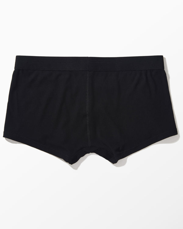 Black Ribbed Boxer Brief studio flat-lay — YYCG men's ribbed bamboo-rayon underwear
