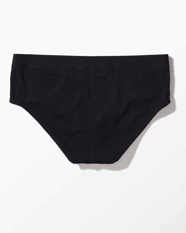 Black Ribbed Brief studio flat-lay — YYCG men's ribbed bamboo-rayon underwear
