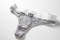 Gray Ribbed Thong studio flat-lay — YYCG women's ribbed bamboo-rayon underwear
