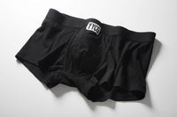 Black Ribbed Boxer Brief studio flat-lay — YYCG men's ribbed bamboo-rayon underwear
