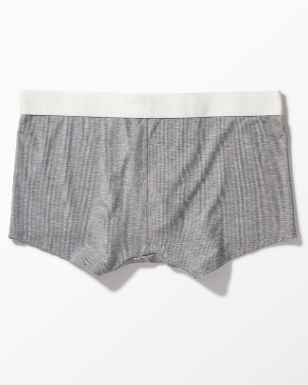 Gray Ribbed Boxer Brief studio flat-lay — YYCG men's ribbed bamboo-rayon underwear
