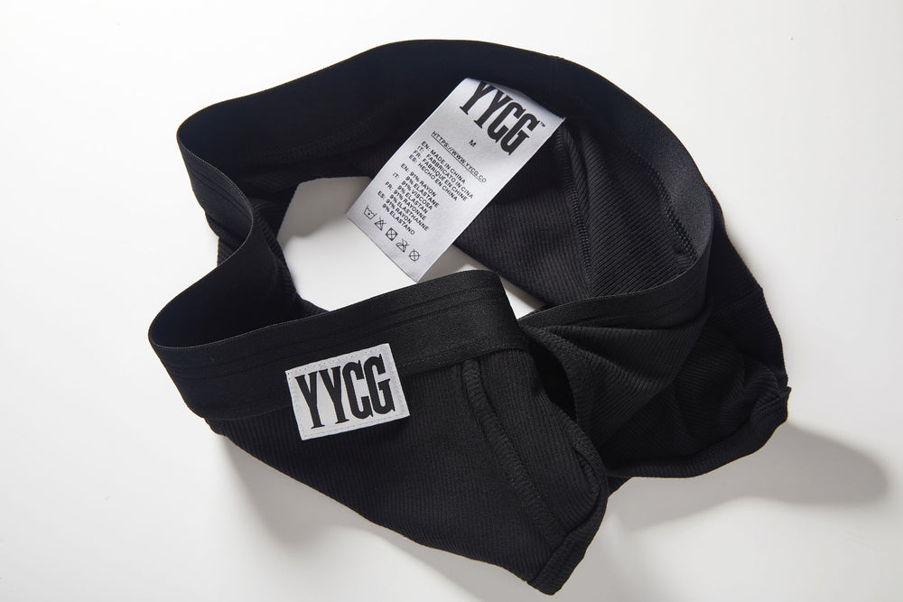 Black Ribbed Boxer Brief studio flat-lay — YYCG men's ribbed bamboo-rayon underwear
