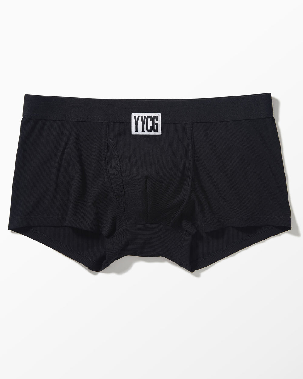 Black Ribbed Boxer Brief studio flat-lay — YYCG men's ribbed bamboo-rayon underwear
